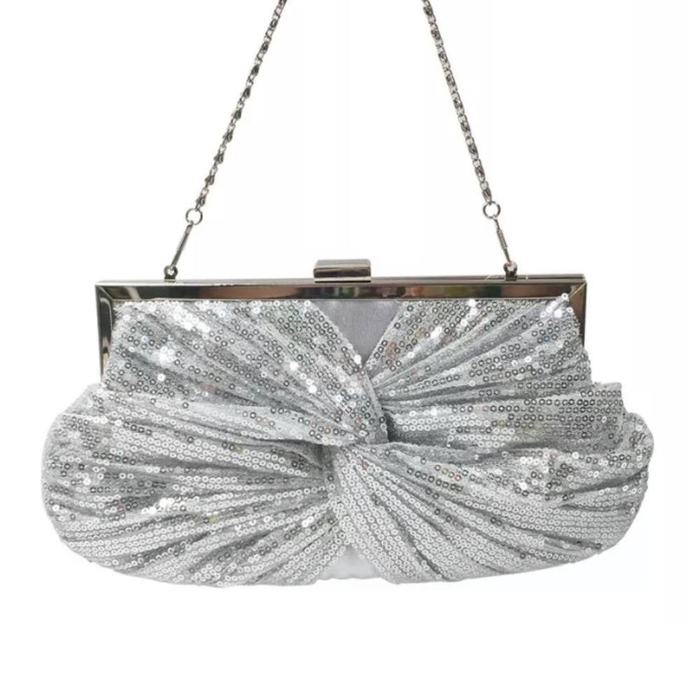 Silver Sequins Prom Clutch - Picture 3 of 3